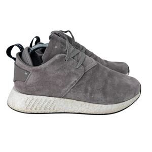 adidas Boost Running Shoes Men's 8.5 Gray Suede Athletic‎ Lace Up Low Top 675001